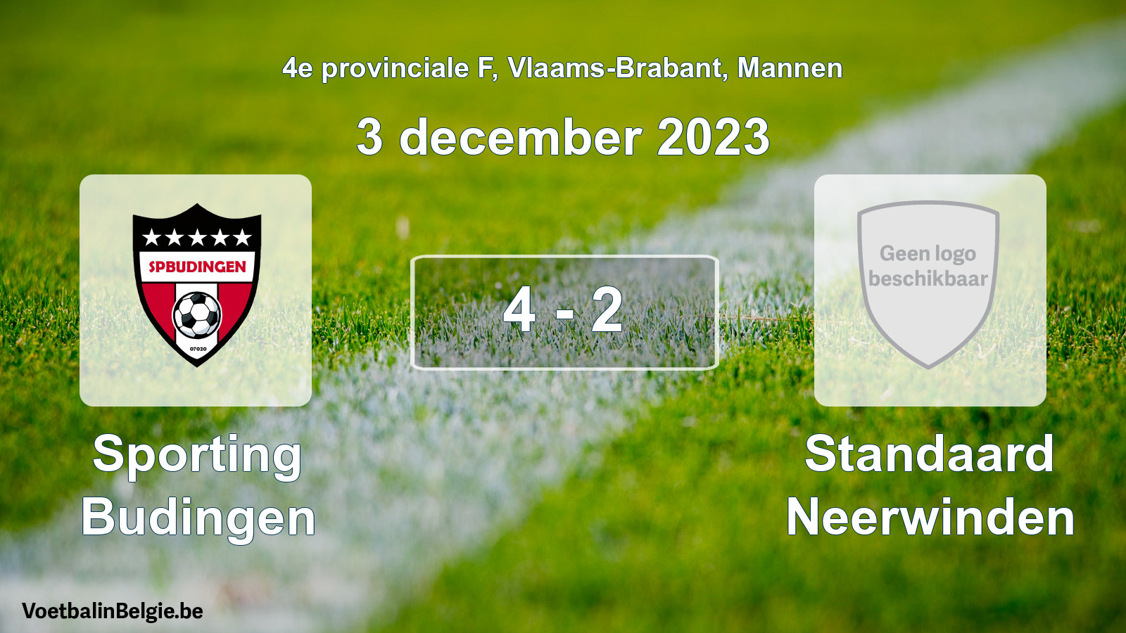 Gespeelde wedstrijd mannenvoetbal: Sporting Budingen - Standaard Neerwinden 4 - 2 (3 december 2023)