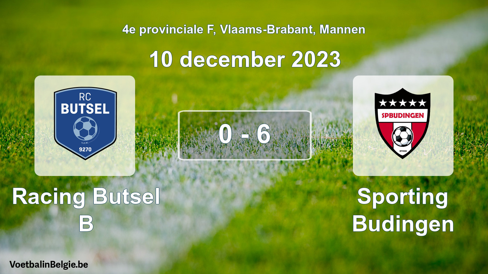 Played match men football: Racing Butsel B - Sporting Budingen 0 - 6 (10 December 2023)
