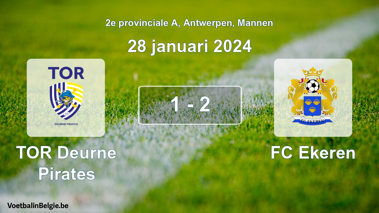Gespeelde wedstrijd mannenvoetbal: TOR Deurne Pirates - FC Ekeren 1 - 2 (28 januari 2024)