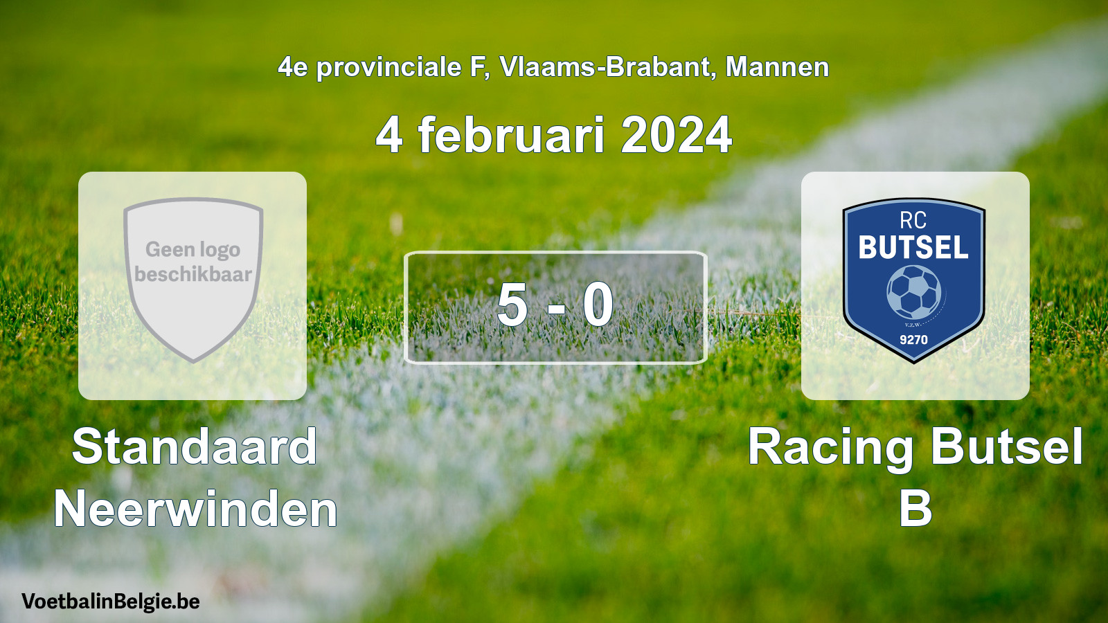 Gespeelde wedstrijd mannenvoetbal: Standaard Neerwinden - Racing Butsel B 5 - 0 (4 februari 2024)