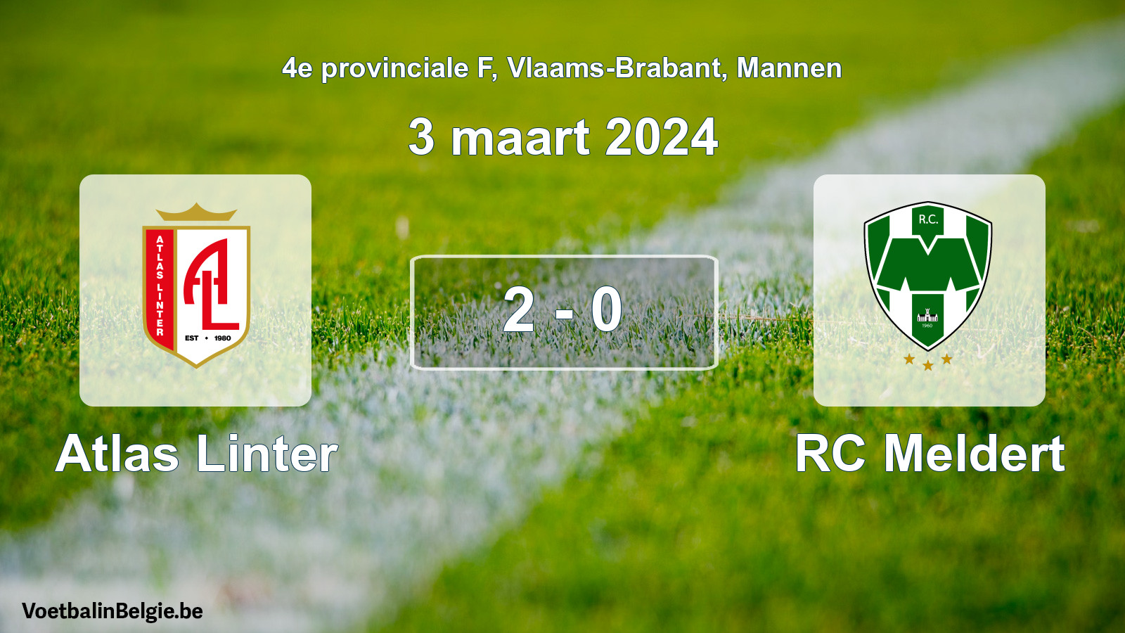 Gespeelde wedstrijd mannenvoetbal: Atlas Linter - RC Meldert 2 - 0 (3 maart 2024)