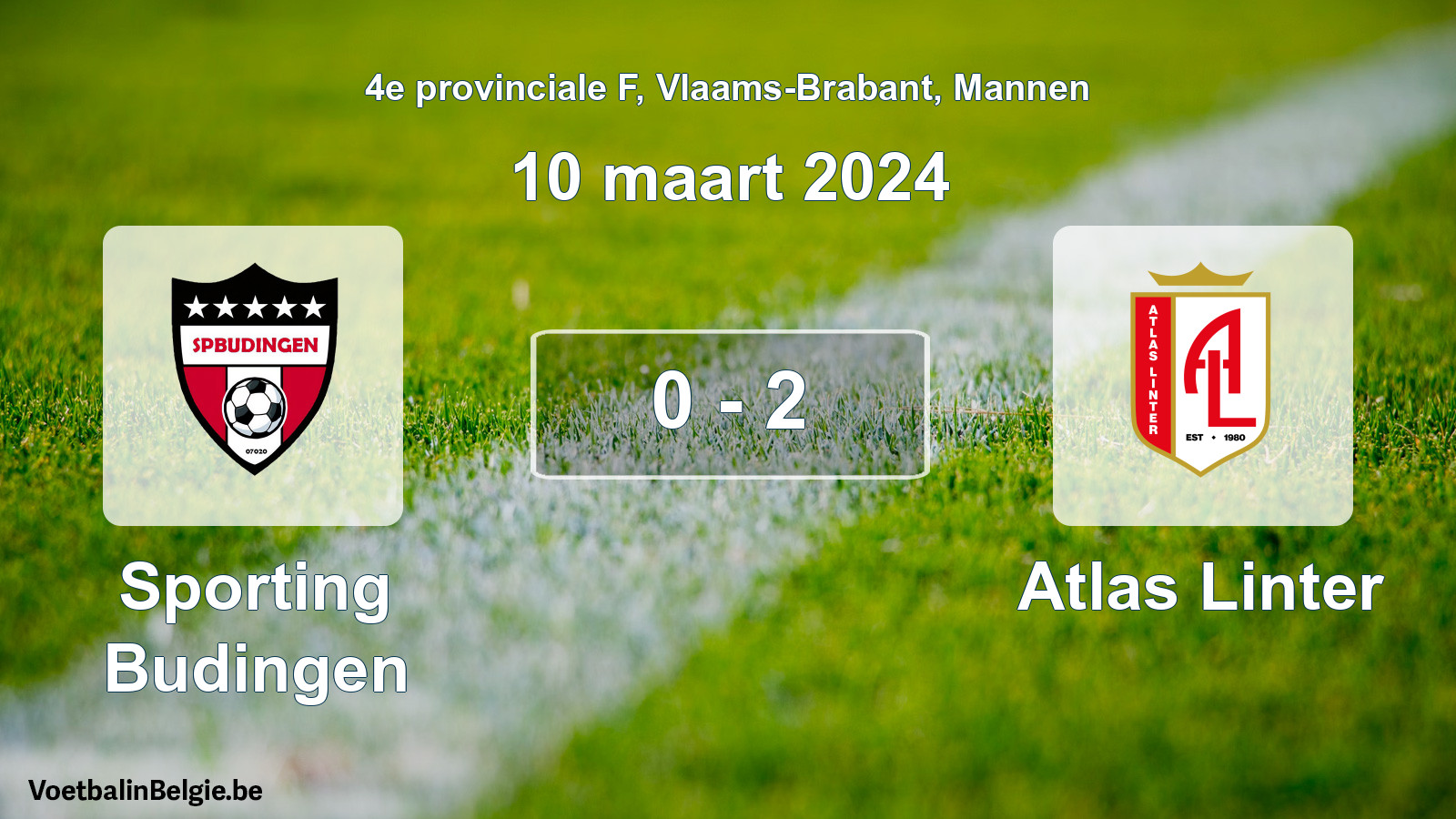 Gespeelde wedstrijd mannenvoetbal: Sporting Budingen - Atlas Linter 0 - 2 (10 maart 2024)