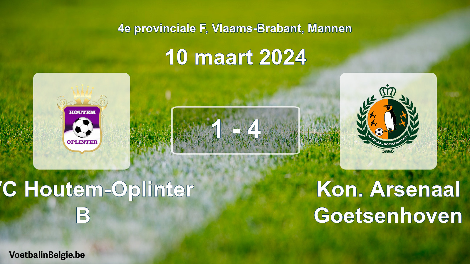Played match men football: KVC Houtem-Oplinter B - Kon. Arsenaal Goetsenhoven 1 - 4 (10 March 2024)