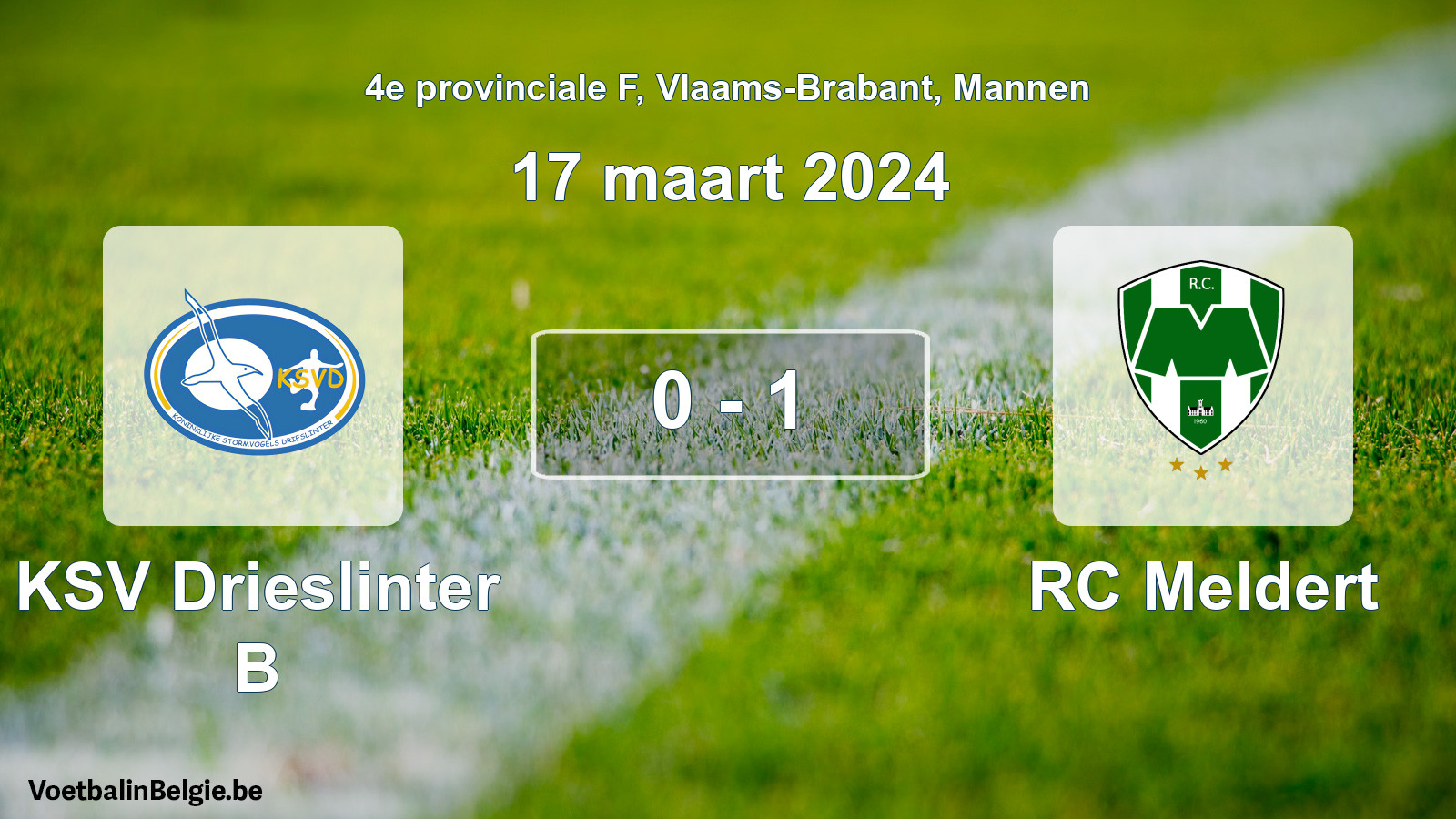 Gespeelde wedstrijd mannenvoetbal: KSV Drieslinter B - RC Meldert 0 - 1 (17 maart 2024)