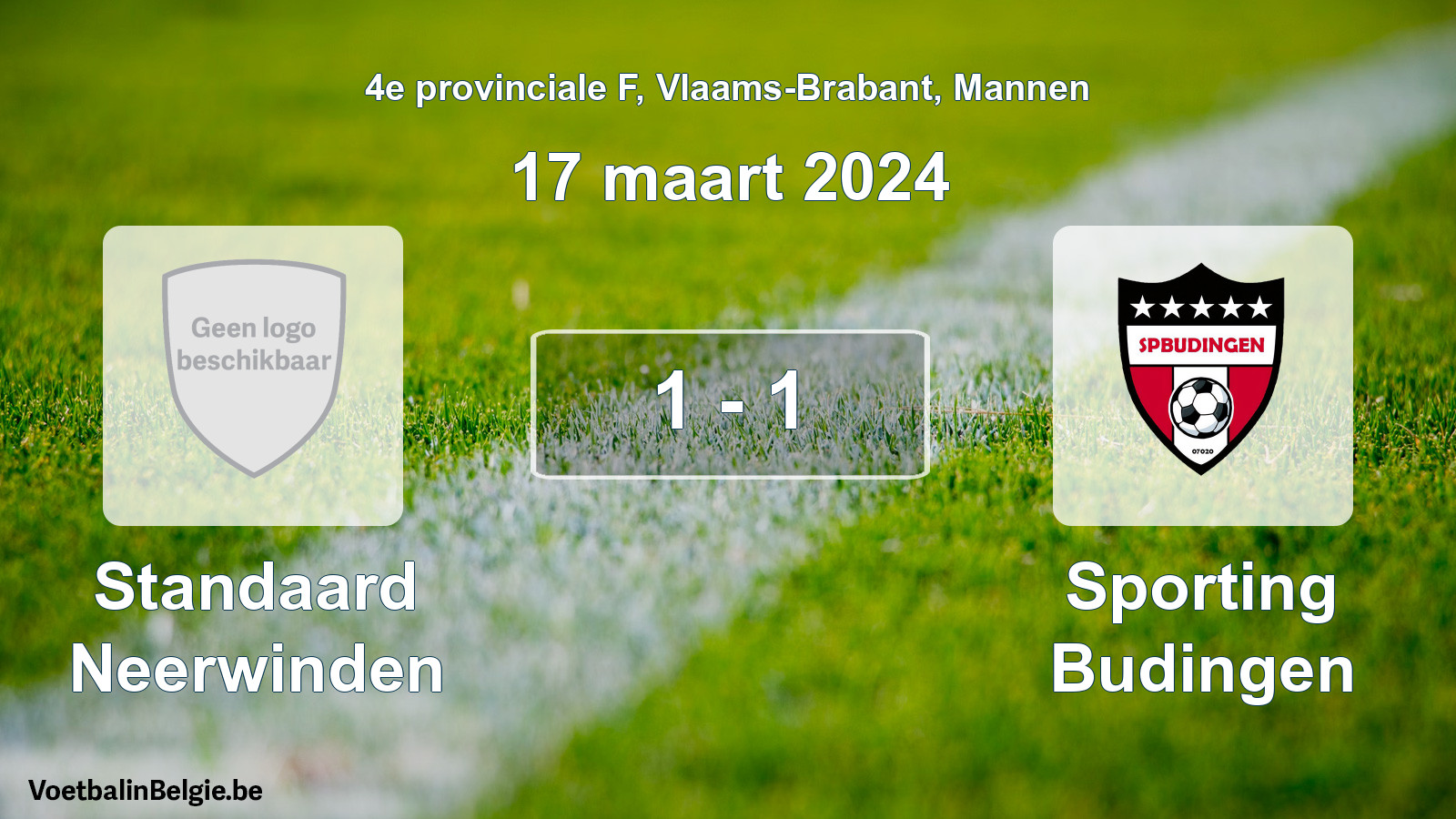 Gespeelde wedstrijd mannenvoetbal: Standaard Neerwinden - Sporting Budingen 1 - 1 (17 maart 2024)