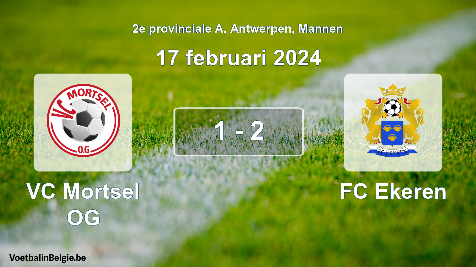 Gespeelde wedstrijd mannenvoetbal: VC Mortsel OG - FC Ekeren 1 - 2 (17 februari 2024)