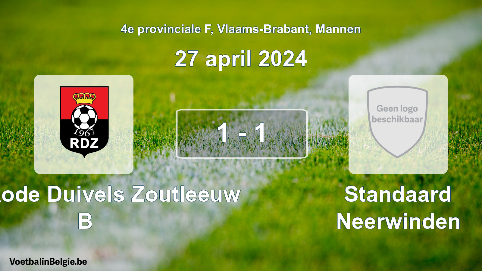 Gespeelde wedstrijd mannenvoetbal: Kon. Rode Duivels Zoutleeuw B - Standaard Neerwinden 1 - 1 (27 april 2024)