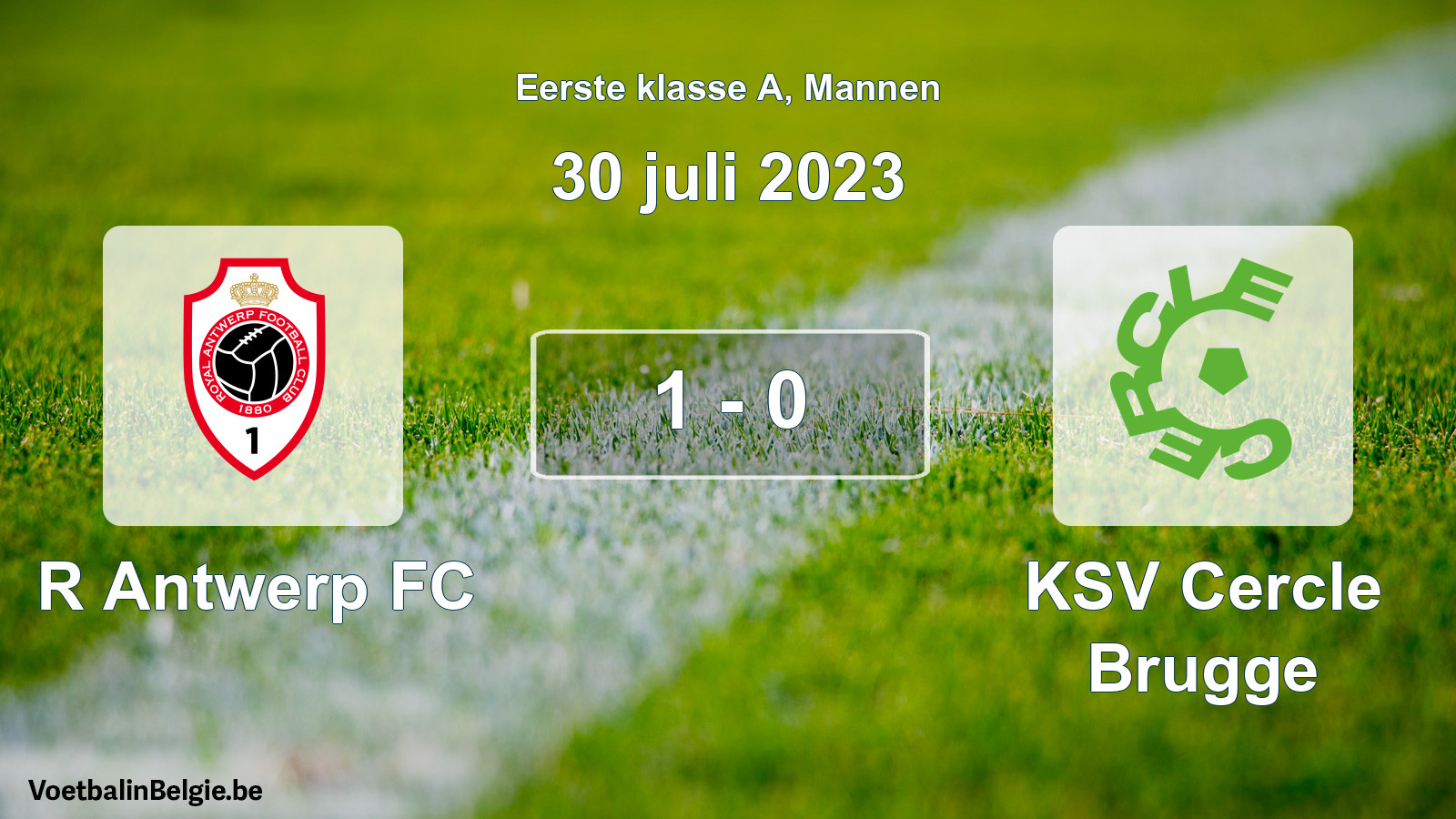 Gespeelde wedstrijd mannenvoetbal: R Antwerp FC - KSV Cercle Brugge 1 - 0 (30 juli 2023)