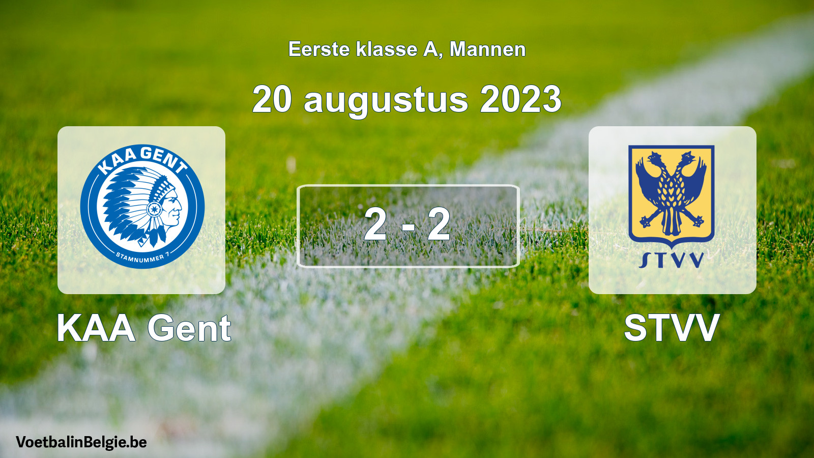 Gespeelde wedstrijd mannenvoetbal: KAA Gent - STVV 2 - 2 (20 augustus 2023)