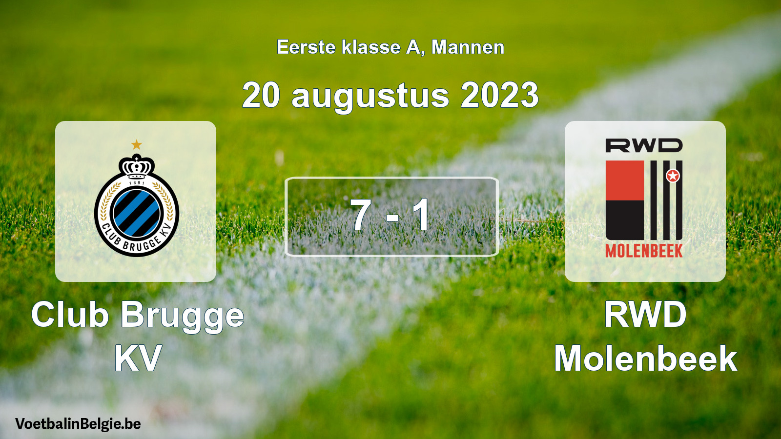 Gespeelde wedstrijd mannenvoetbal: Club Brugge KV - RWD Molenbeek 7 - 1 (20 augustus 2023)