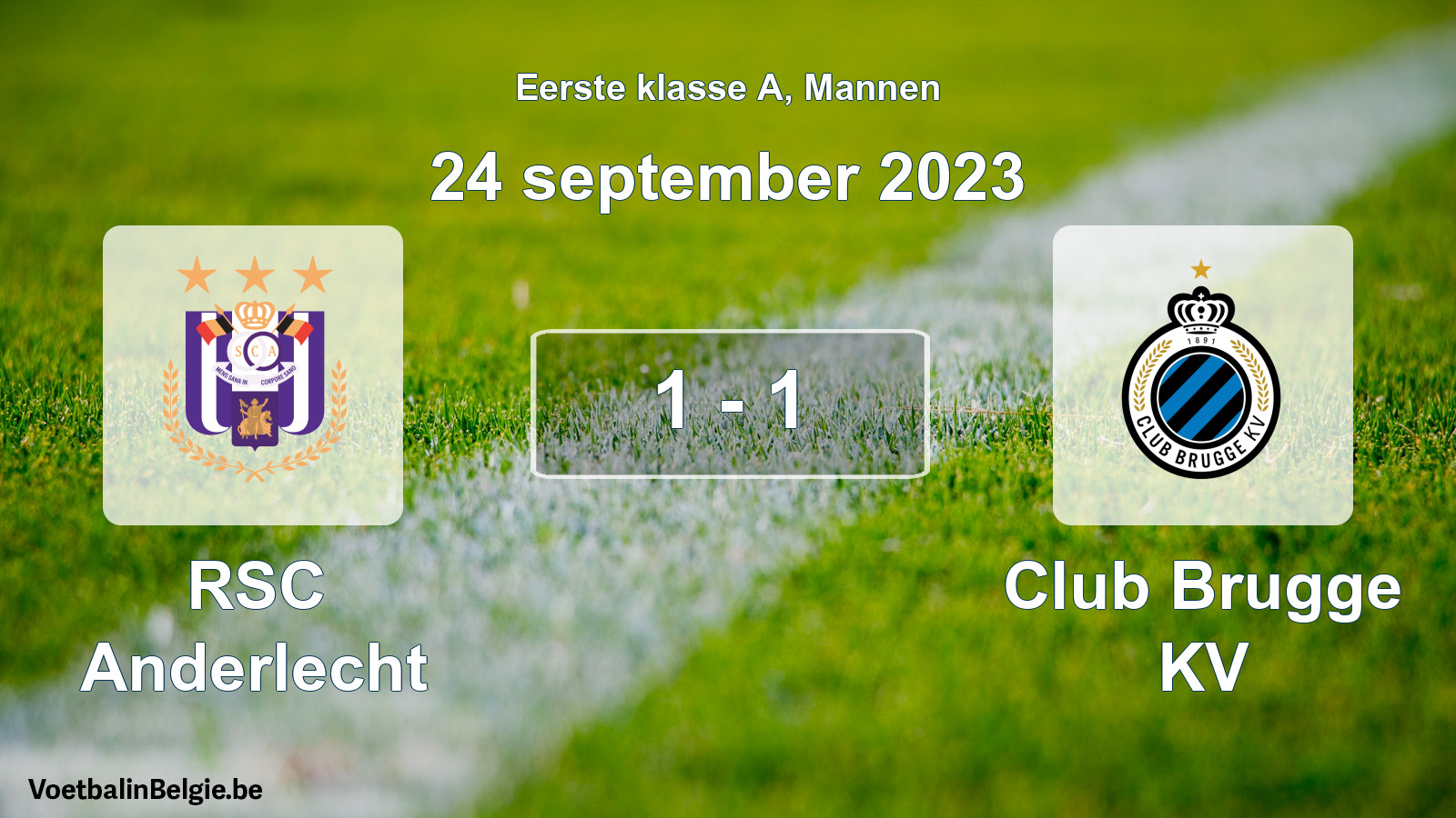 Gespeelde wedstrijd mannenvoetbal: RSC Anderlecht - Club Brugge KV 1 - 1 (24 september 2023)