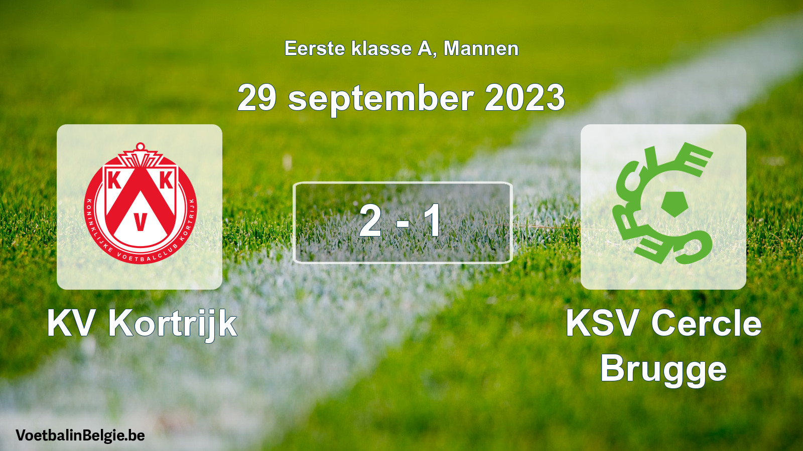 Gespeelde wedstrijd mannenvoetbal: KV Kortrijk - KSV Cercle Brugge 2 - 1 (29 september 2023)