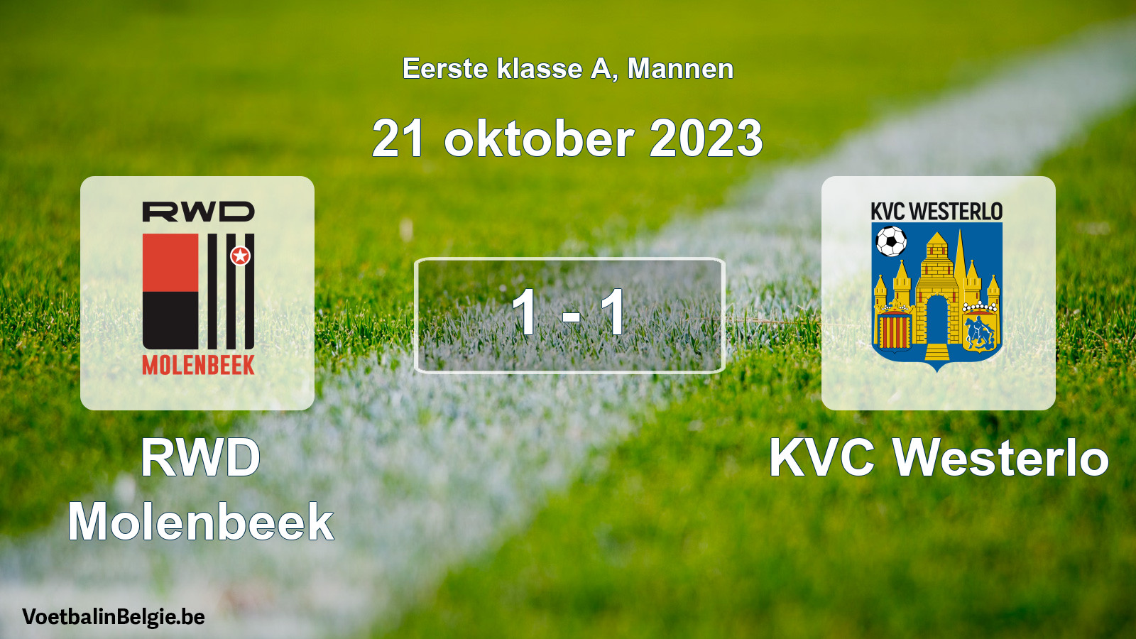 Gespeelde wedstrijd mannenvoetbal: RWD Molenbeek - KVC Westerlo 1 - 1 (21 oktober 2023)