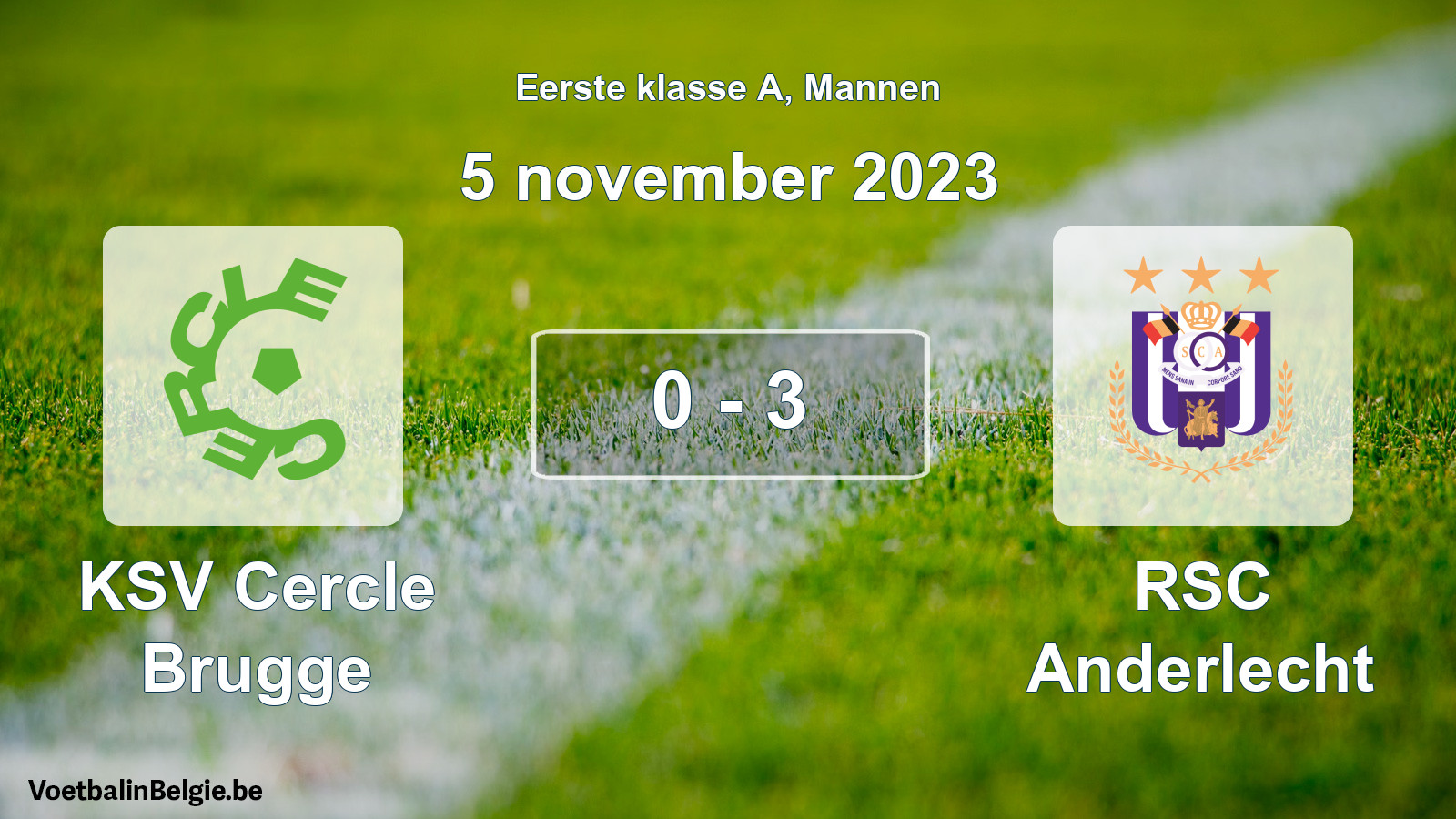 Gespeelde wedstrijd mannenvoetbal: KSV Cercle Brugge - RSC Anderlecht 0 - 3 (5 november 2023)