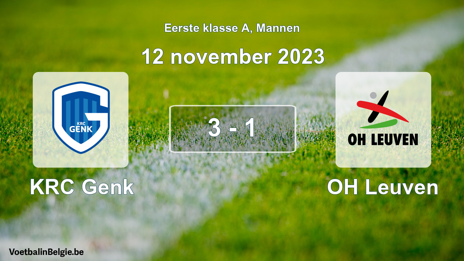 Gespeelde wedstrijd mannenvoetbal: KRC Genk - OH Leuven 3 - 1 (12 november 2023)