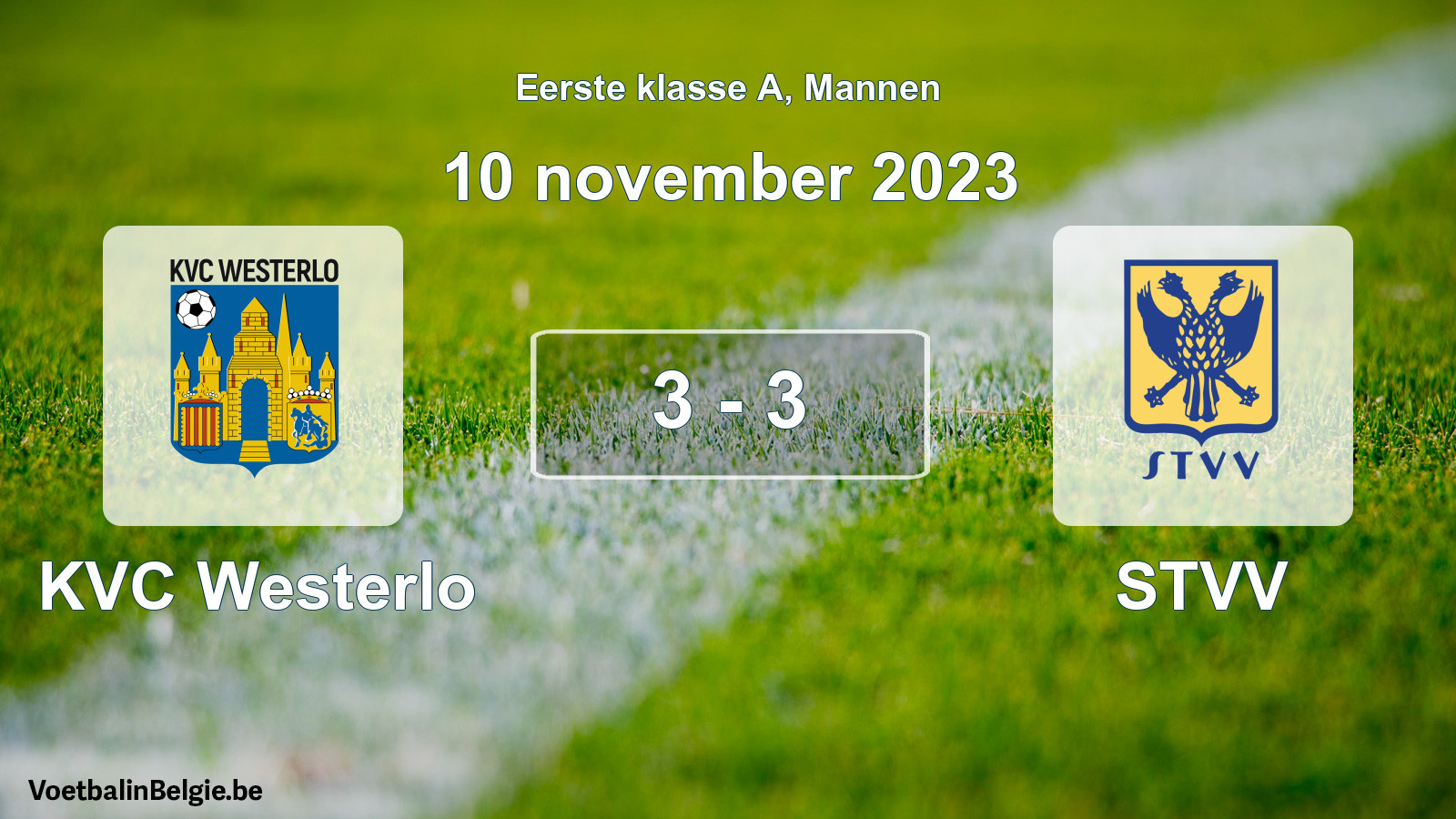 Gespeelde wedstrijd mannenvoetbal: KVC Westerlo - STVV 3 - 3 (10 november 2023)