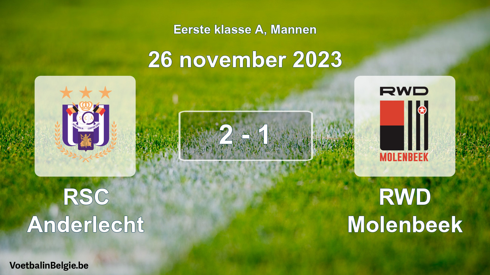 Gespeelde wedstrijd mannenvoetbal: RSC Anderlecht - RWD Molenbeek 2 - 1 (26 november 2023)