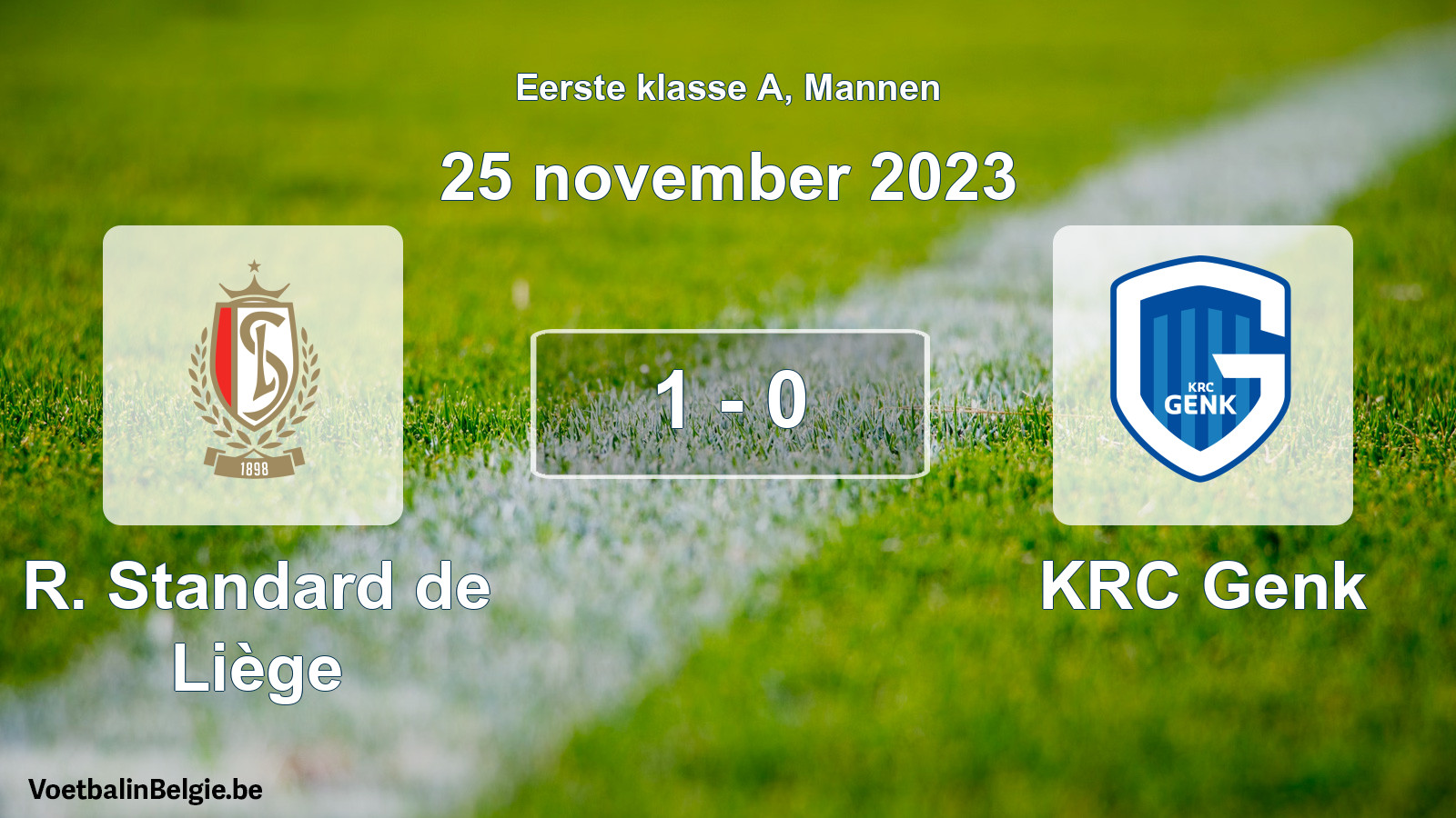 Gespeelde wedstrijd mannenvoetbal: R. Standard de Liège - KRC Genk 1 - 0 (25 november 2023)