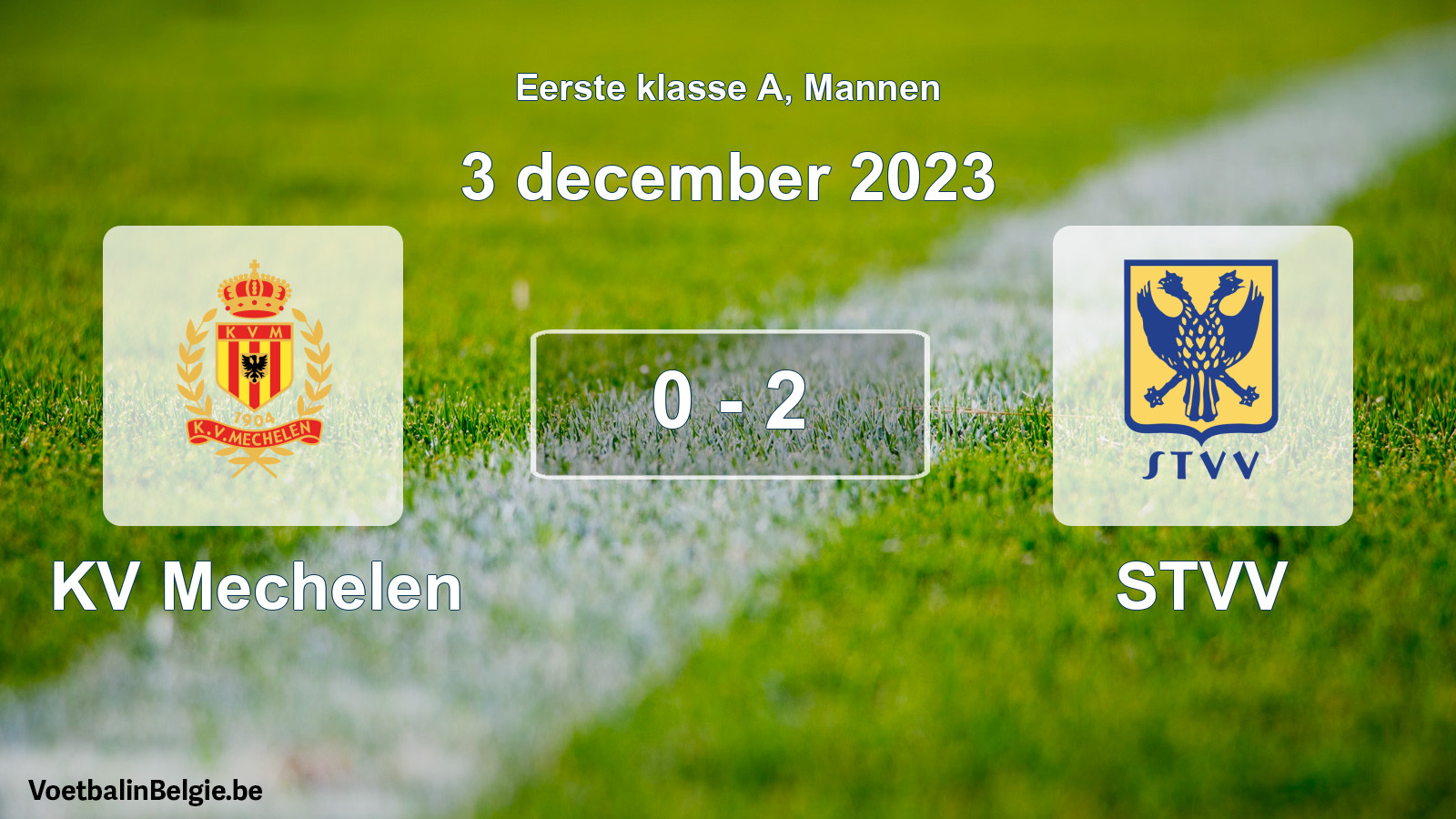 Gespeelde wedstrijd mannenvoetbal: KV Mechelen - STVV 0 - 2 (3 december 2023)