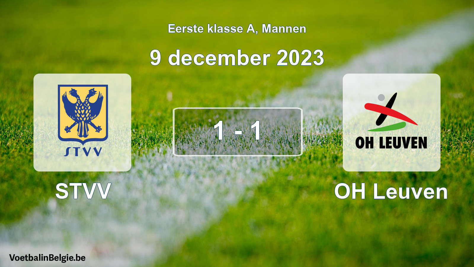 Gespeelde wedstrijd mannenvoetbal: STVV - OH Leuven 1 - 1 (9 december 2023)