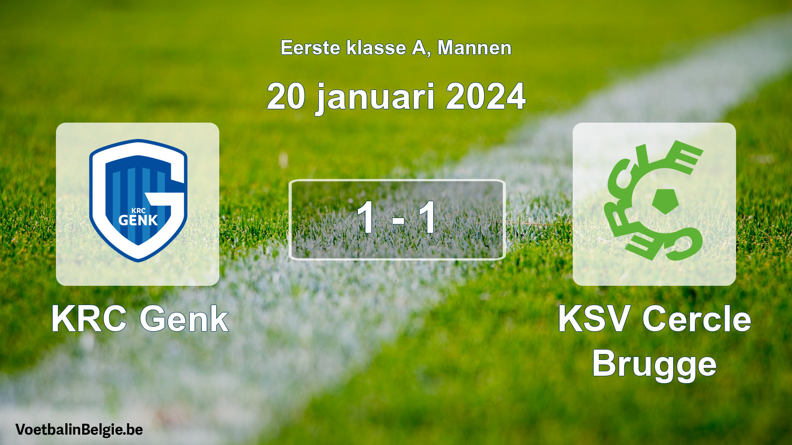 Gespeelde wedstrijd mannenvoetbal: KRC Genk - KSV Cercle Brugge 1 - 1 (20 januari 2024)