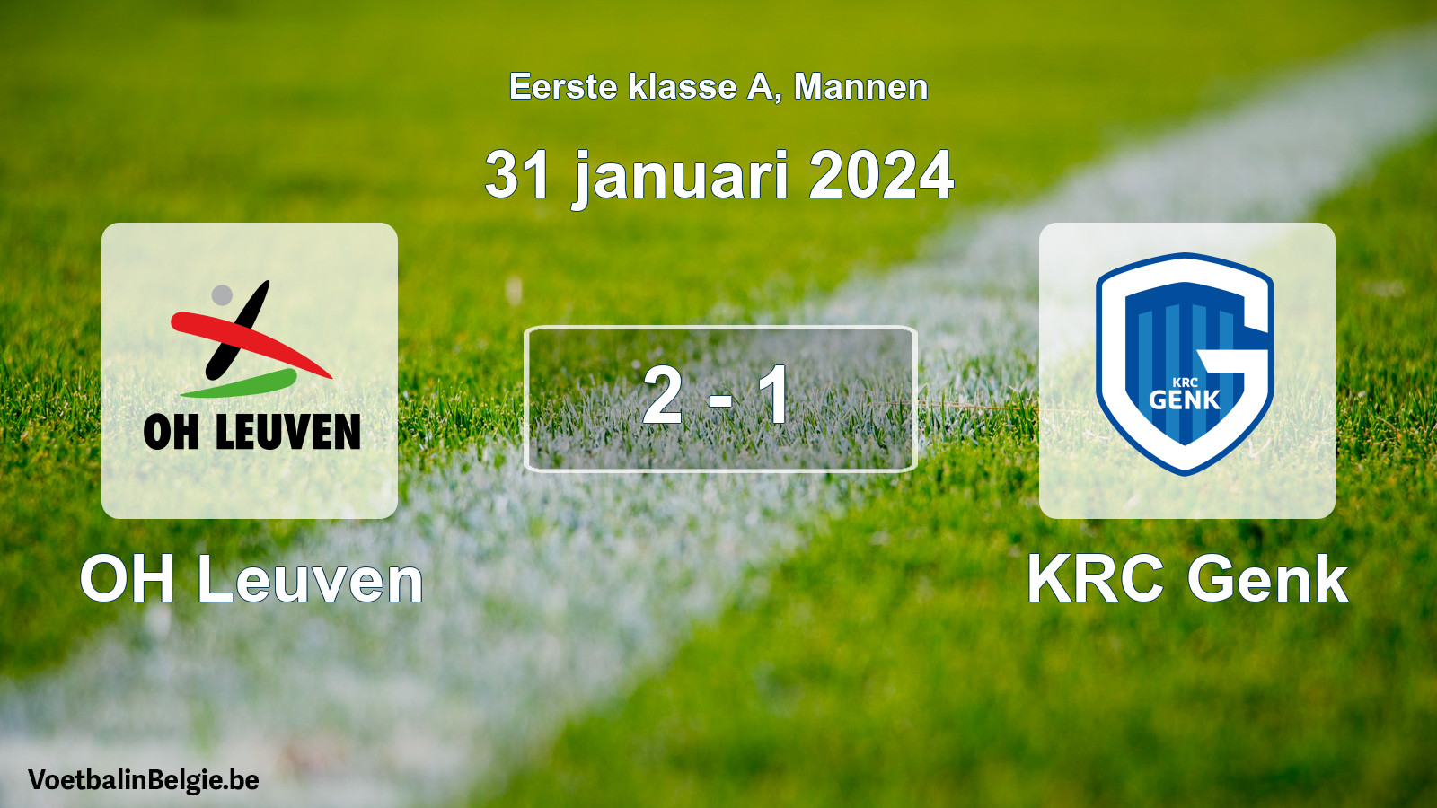 Gespeelde wedstrijd mannenvoetbal: OH Leuven - KRC Genk 2 - 1 (31 januari 2024)