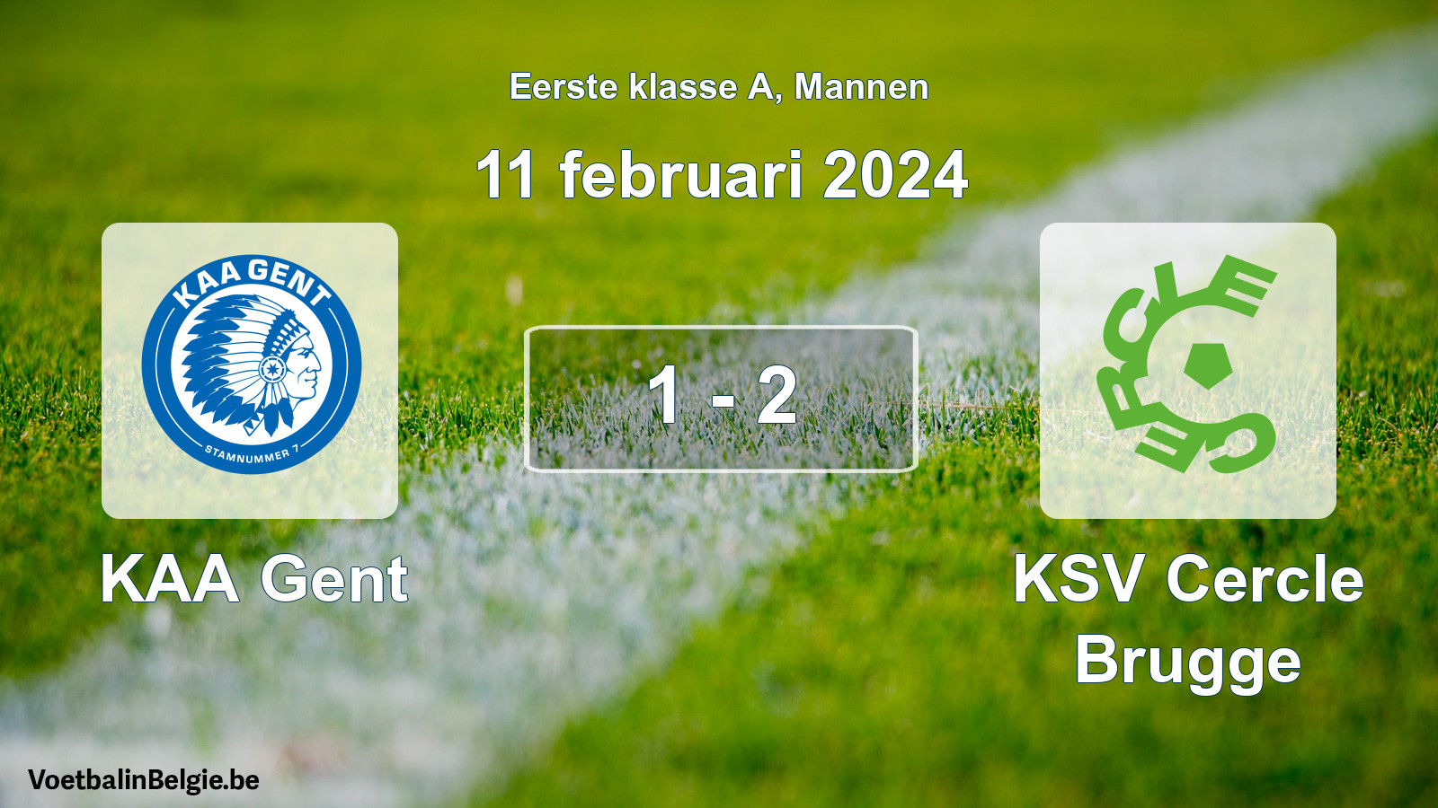 Gespeelde wedstrijd mannenvoetbal: KAA Gent - KSV Cercle Brugge 1 - 2 (11 februari 2024)
