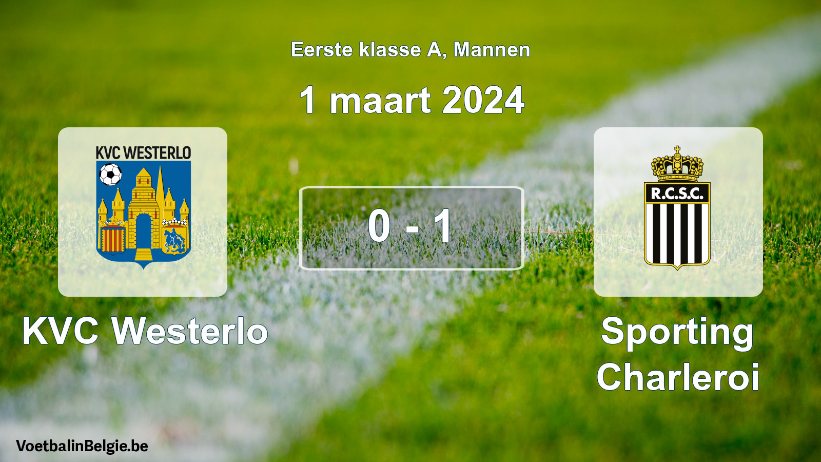 Gespeelde wedstrijd mannenvoetbal: KVC Westerlo - Sporting Charleroi 0 - 1 (1 maart 2024)