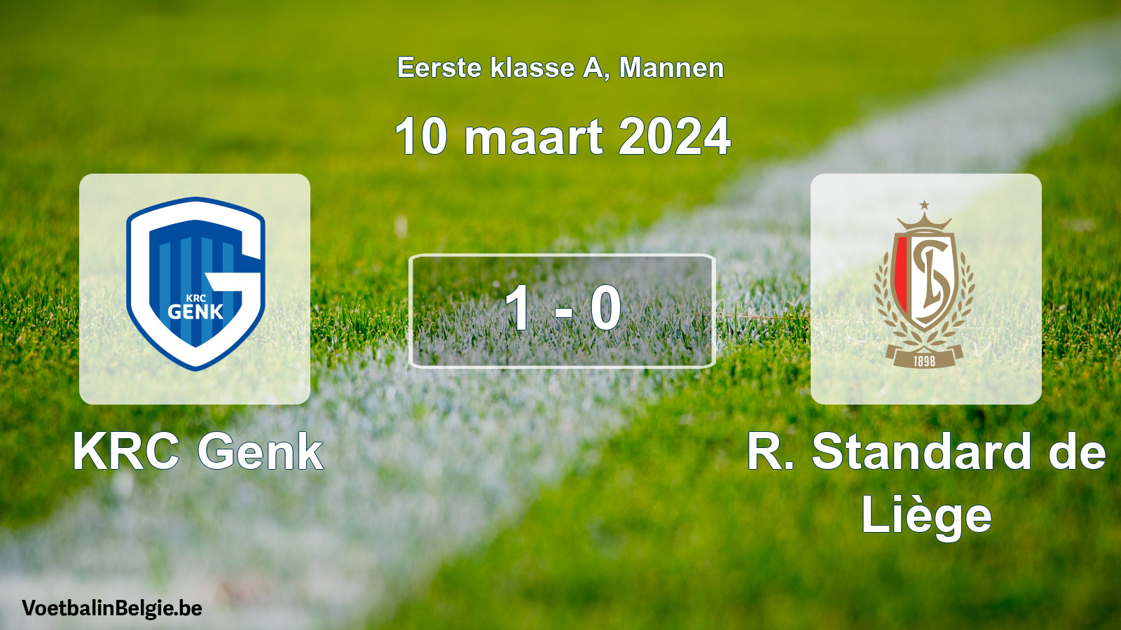 Gespeelde wedstrijd mannenvoetbal: KRC Genk - R. Standard de Liège 1 - 0 (10 maart 2024)
