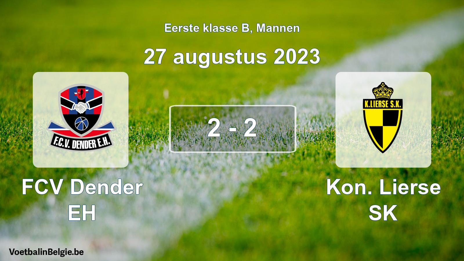 Gespeelde wedstrijd mannenvoetbal: FCV Dender EH - Kon. Lierse SK 2 - 2 (27 augustus 2023)