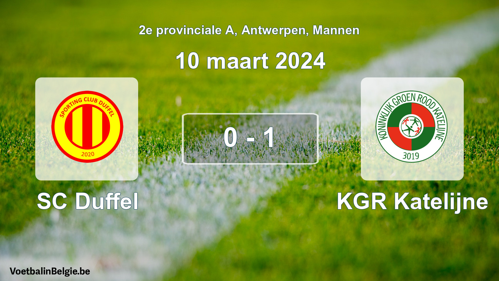 Gespeelde wedstrijd mannenvoetbal: SC Duffel - KGR Katelijne 0 - 1 (10 maart 2024)