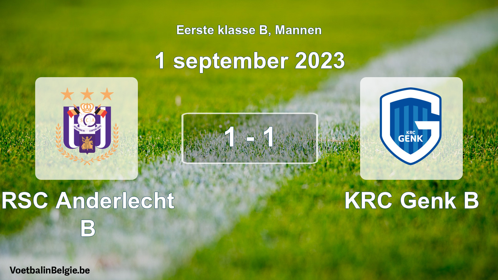 Gespeelde wedstrijd mannenvoetbal: RSC Anderlecht B - KRC Genk B 1 - 1 (1 september 2023)