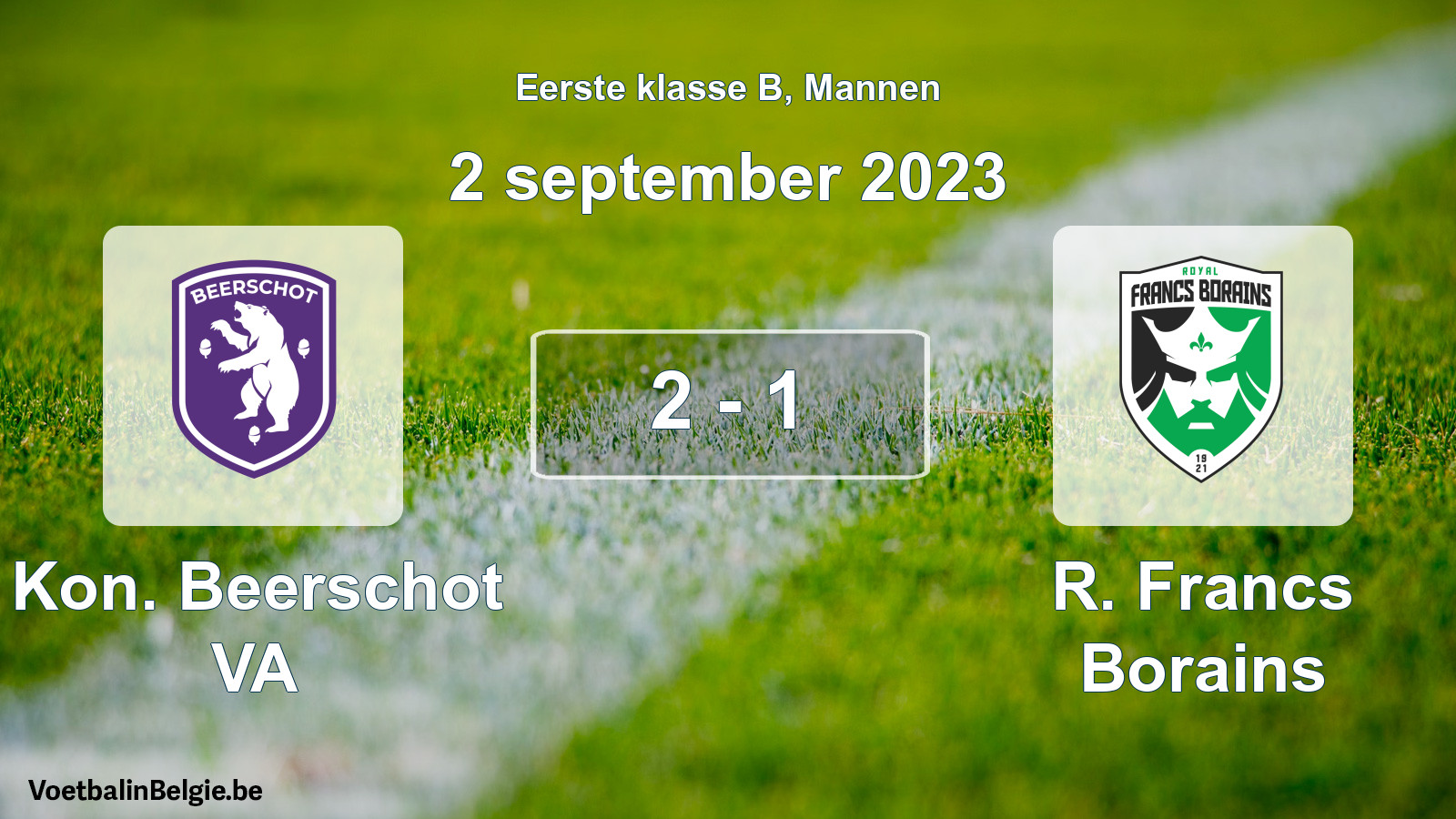 Gespeelde wedstrijd mannenvoetbal: Kon. Beerschot VA - R. Francs Borains 2 - 1 (2 september 2023)