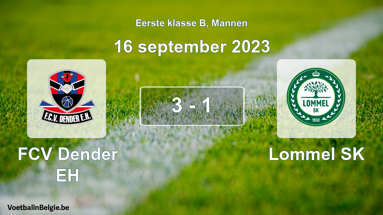 Gespeelde wedstrijd mannenvoetbal: FCV Dender EH - Lommel SK 3 - 1 (16 september 2023)