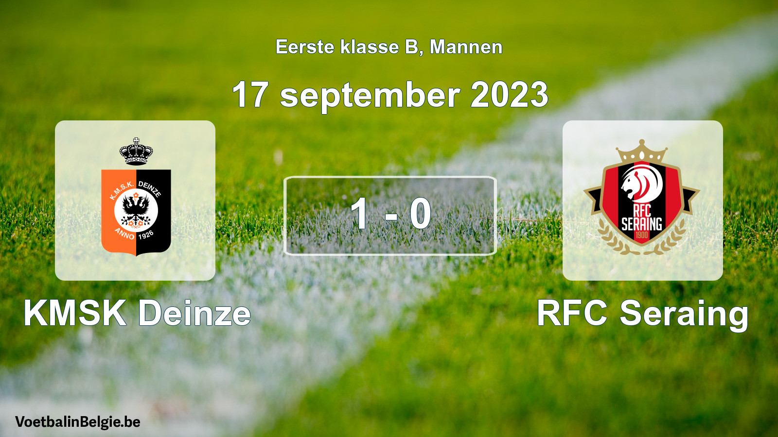 Gespeelde wedstrijd mannenvoetbal: KMSK Deinze - RFC Seraing 1 - 0 (17 september 2023)