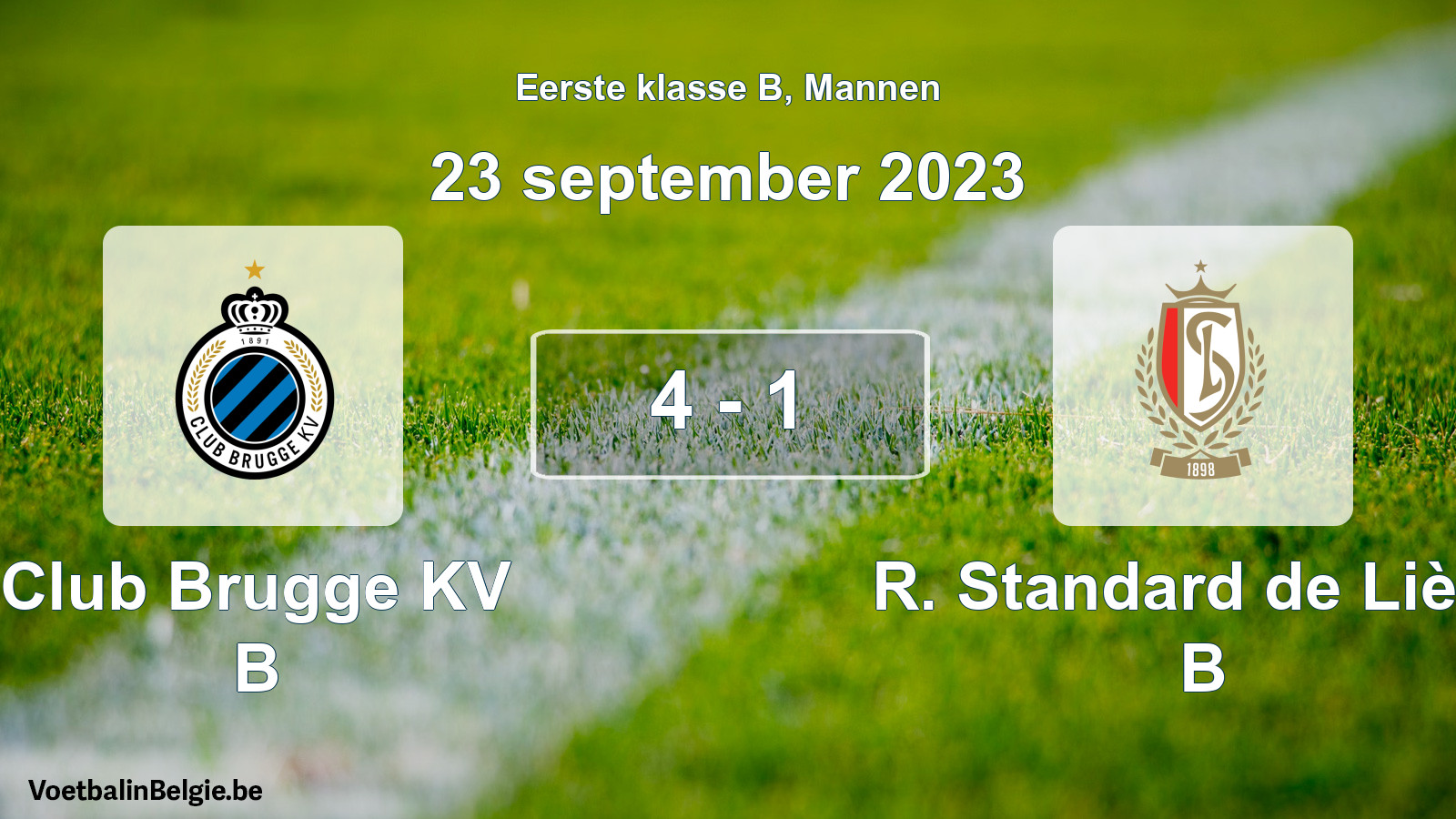 Gespeelde wedstrijd mannenvoetbal: Club Brugge KV B - R. Standard de Liège B 4 - 1 (23 september 2023)