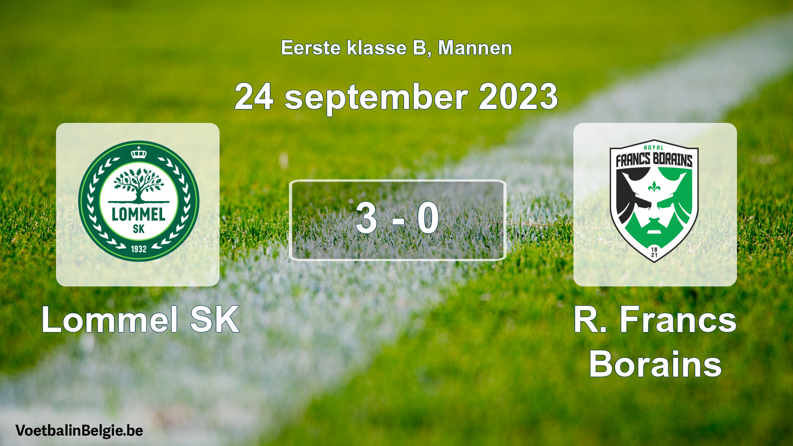 Gespeelde wedstrijd mannenvoetbal: Lommel SK - R. Francs Borains 3 - 0 (24 september 2023)