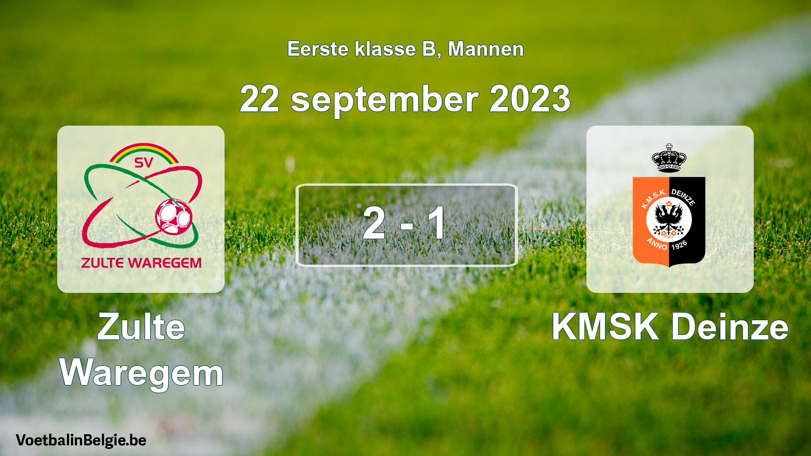 Gespeelde wedstrijd mannenvoetbal: Zulte Waregem - KMSK Deinze 2 - 1 (22 september 2023)