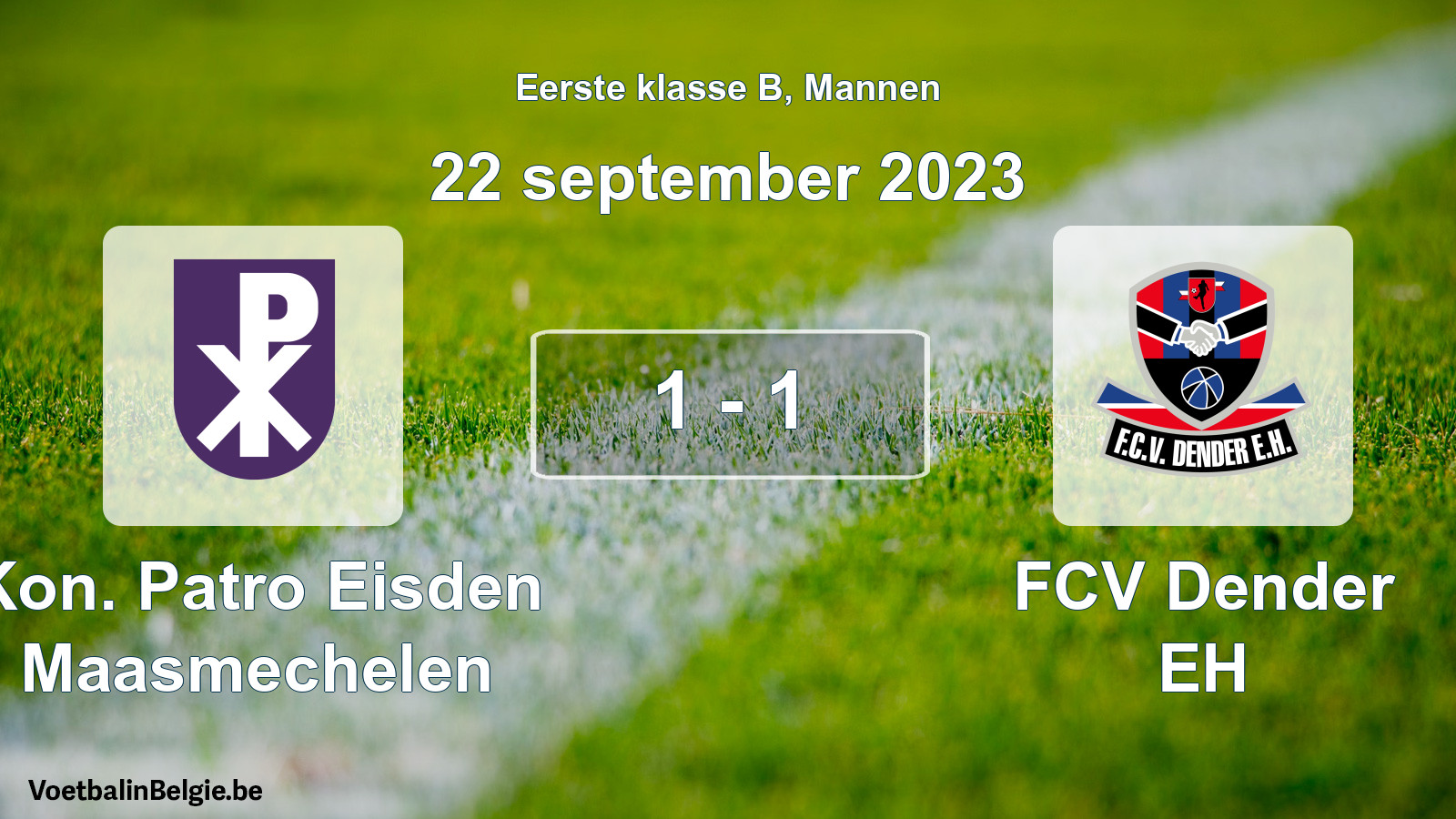 Gespeelde wedstrijd mannenvoetbal: Kon. Patro Eisden Maasmechelen - FCV Dender EH 1 - 1 (22 september 2023)