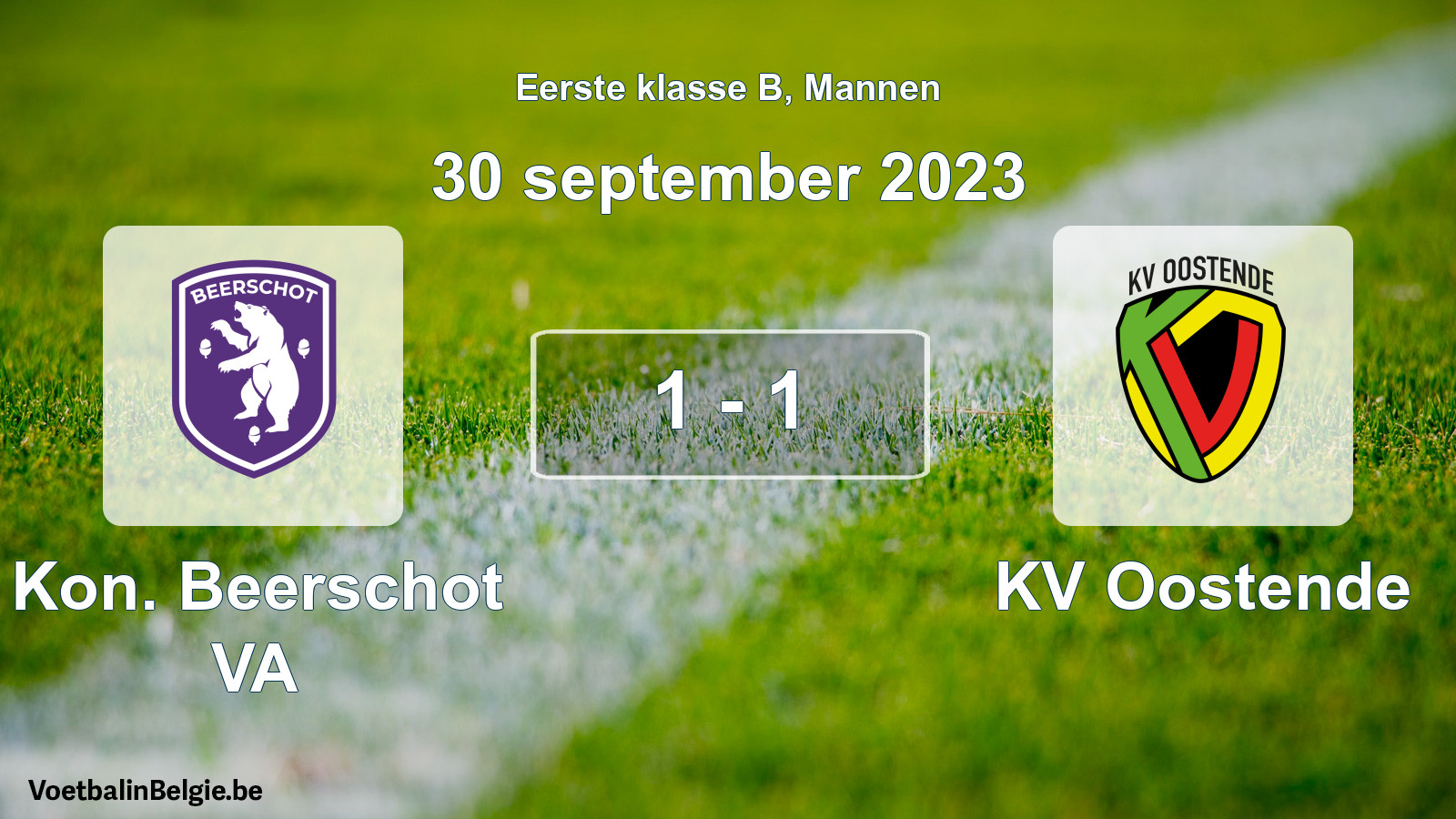 Gespeelde wedstrijd mannenvoetbal: Kon. Beerschot VA - KV Oostende 1 - 1 (30 september 2023)