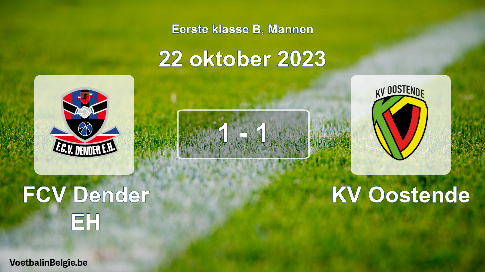 Gespeelde wedstrijd mannenvoetbal: FCV Dender EH - KV Oostende 1 - 1 (22 oktober 2023)