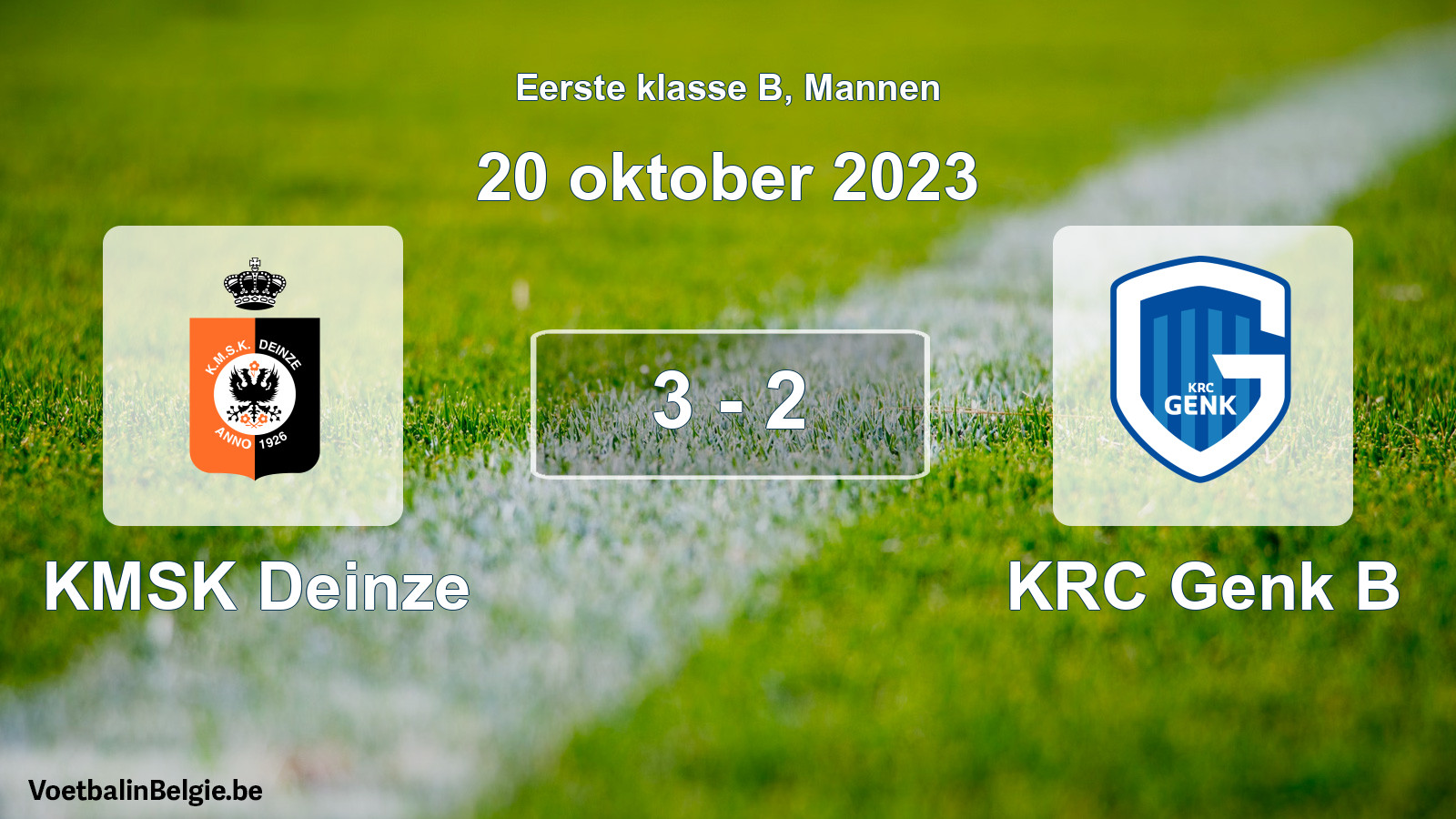 Gespeelde wedstrijd mannenvoetbal: KMSK Deinze - KRC Genk B 3 - 2 (20 oktober 2023)