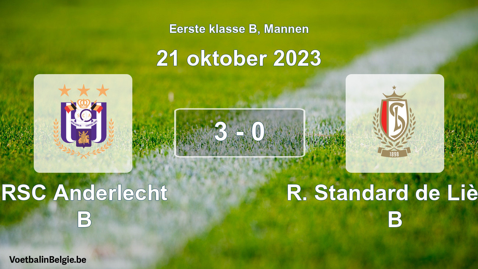 Gespeelde wedstrijd mannenvoetbal: RSC Anderlecht B - R. Standard de Liège B 3 - 0 (21 oktober 2023)