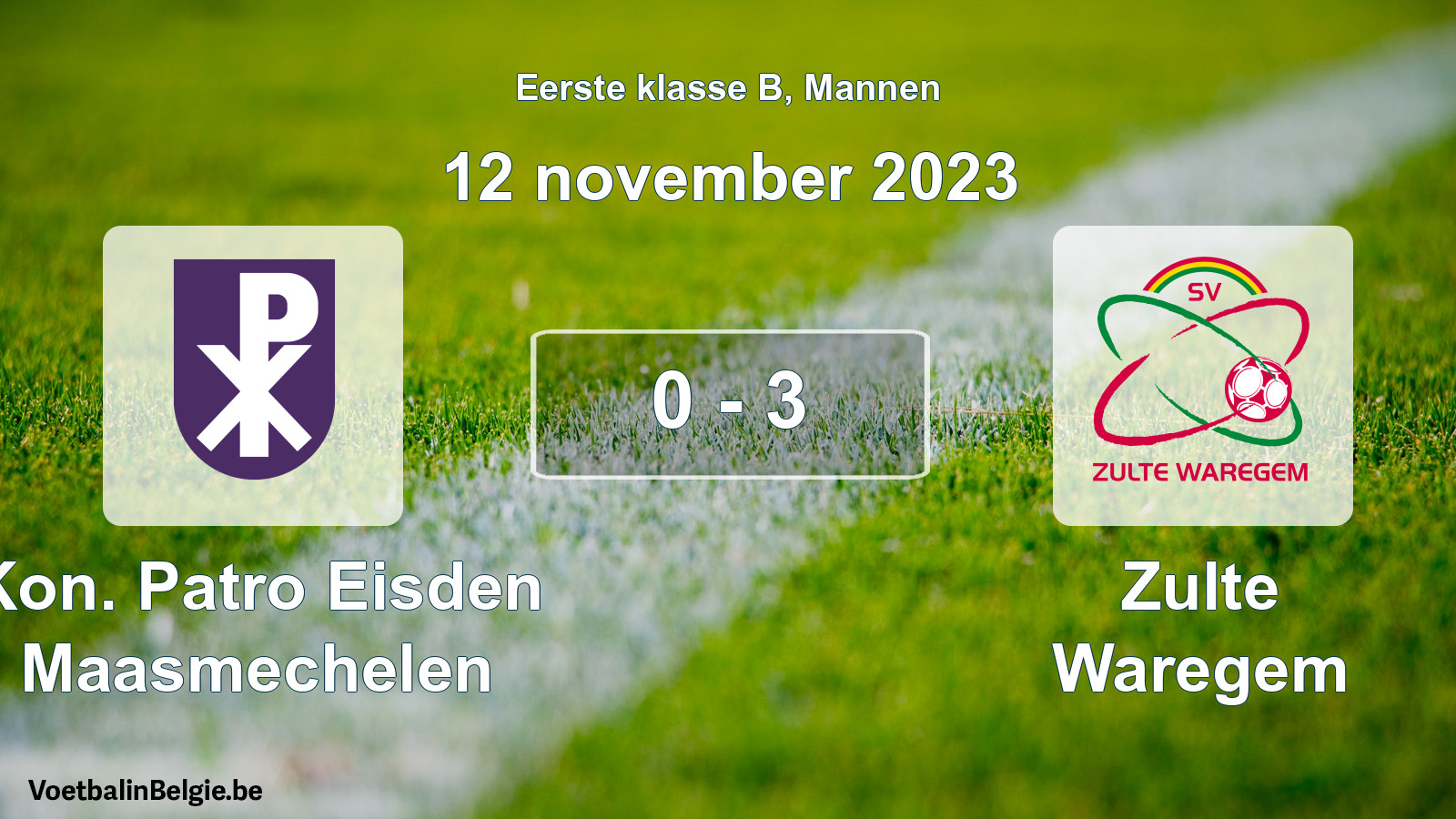 Gespeelde wedstrijd mannenvoetbal: Kon. Patro Eisden Maasmechelen - Zulte Waregem 0 - 3 (12 november 2023)