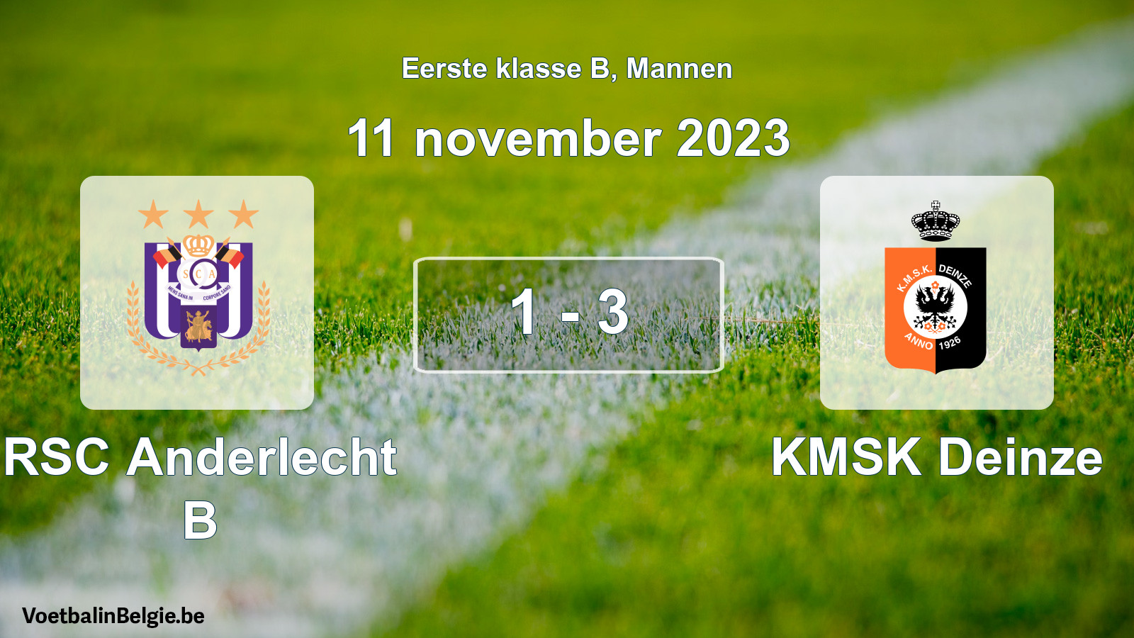 Gespeelde wedstrijd mannenvoetbal: RSC Anderlecht B - KMSK Deinze 1 - 3 (11 november 2023)