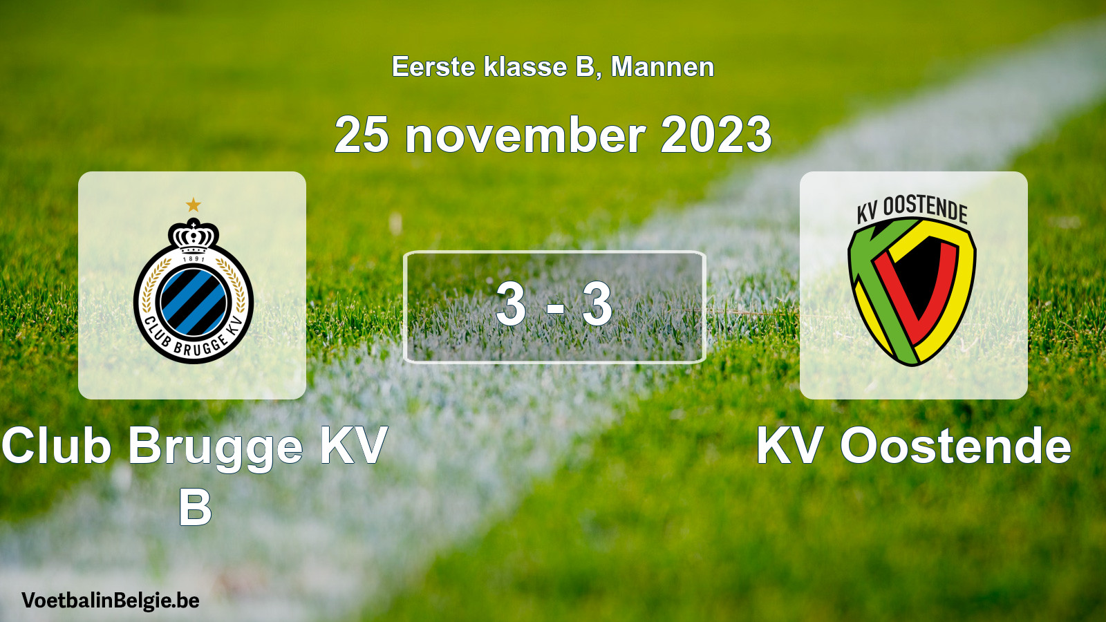 Gespieltes Spiel männer-Fußball: Club Brugge KV B - KV Oostende 3 - 3 (25 November 2023)