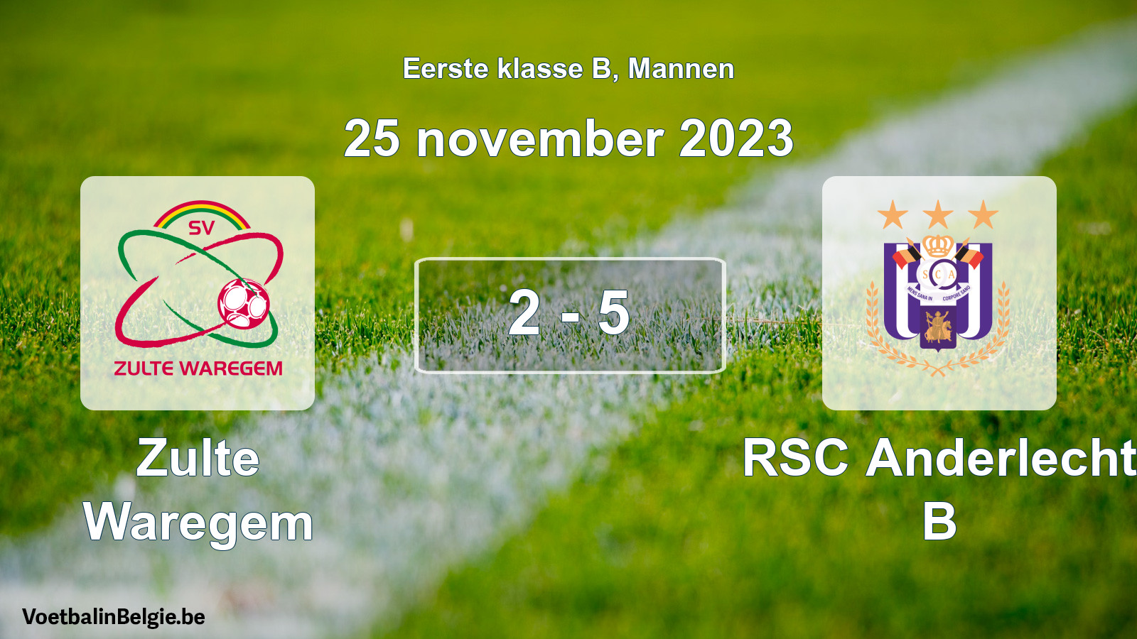 Gespeelde wedstrijd mannenvoetbal: Zulte Waregem - RSC Anderlecht B 2 - 5 (25 november 2023)
