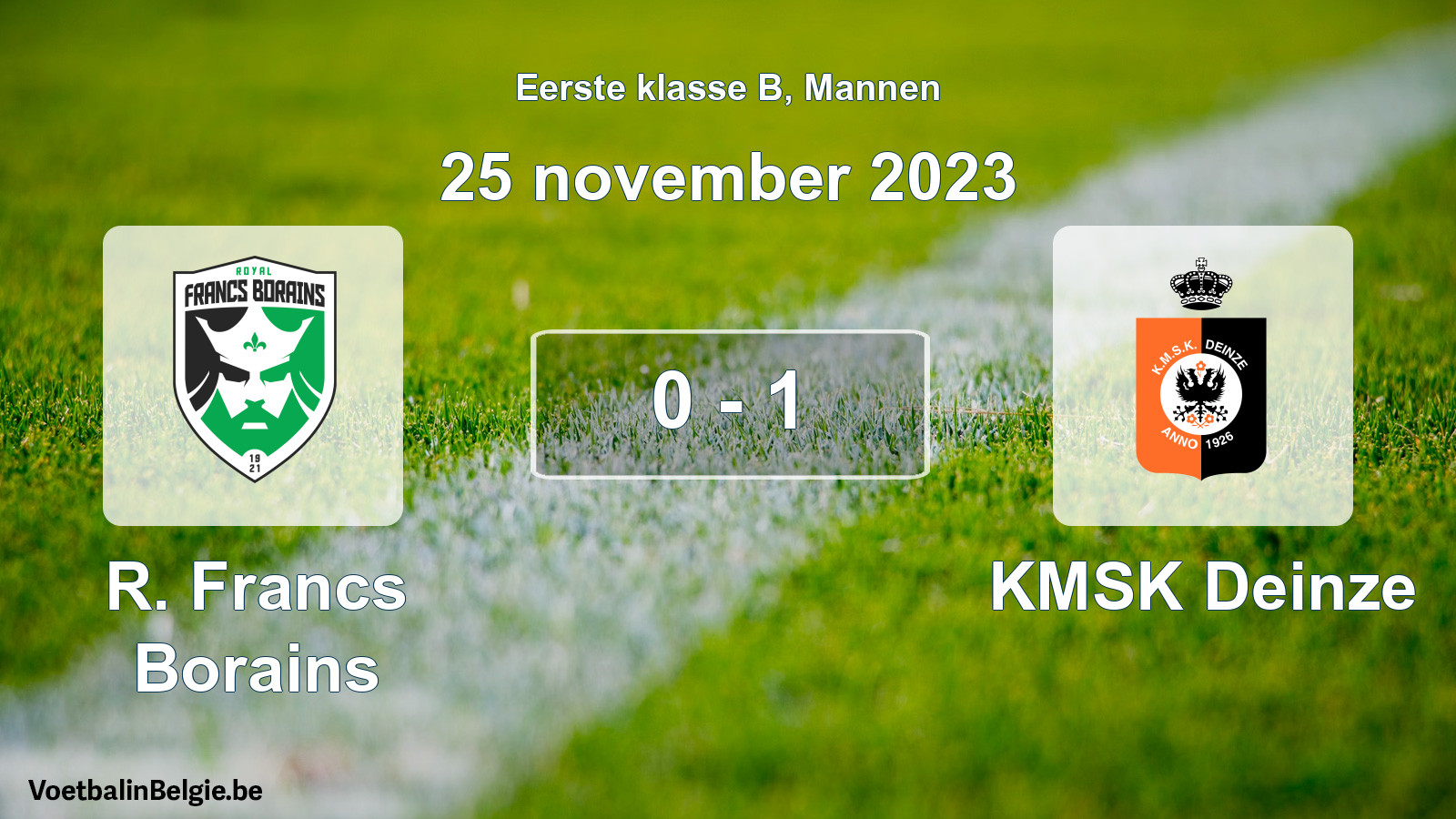 Gespeelde wedstrijd mannenvoetbal: R. Francs Borains - KMSK Deinze 0 - 1 (25 november 2023)