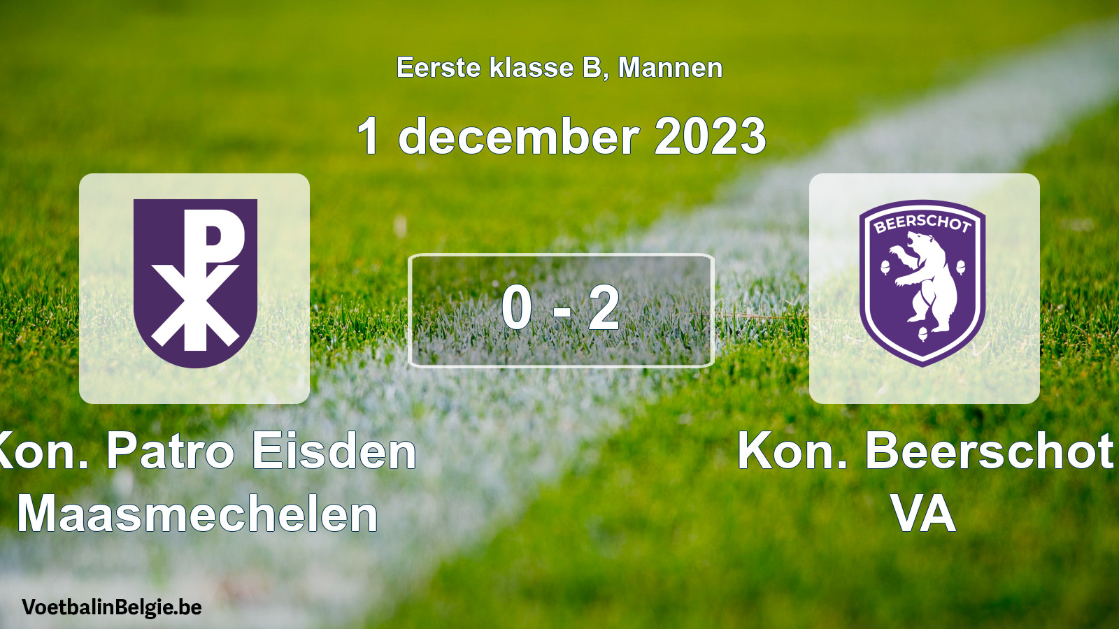 Gespeelde wedstrijd mannenvoetbal: Kon. Patro Eisden Maasmechelen - Kon. Beerschot VA 0 - 2 (1 december 2023)