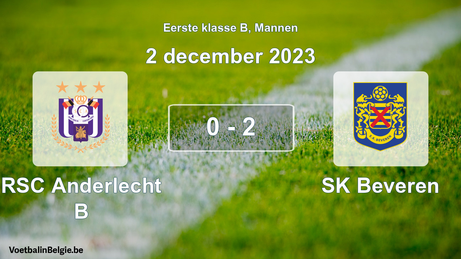 Gespeelde wedstrijd mannenvoetbal: RSC Anderlecht B - SK Beveren 0 - 2 (2 december 2023)